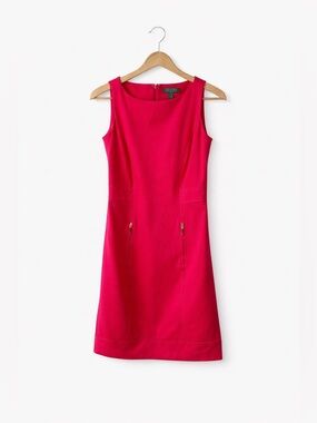 Lauren Ralph Lauren Red Sheath Dress Size 6 Career Office Cocktail Classic